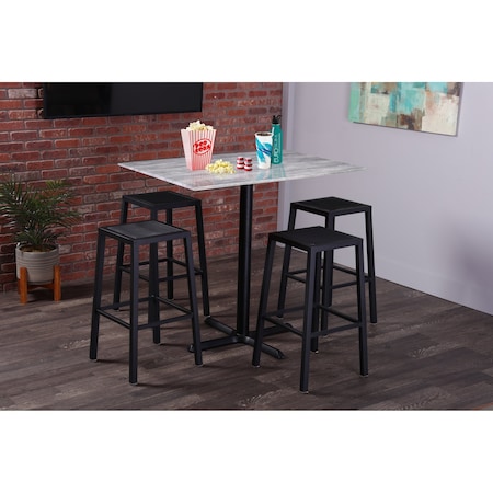 Holland Bar Stool Co Two 36 Tall OD211EB Blk Table Bases wa 22 Foot, 30x48 Rustic Top wUmbrella Hole, IndoorOutdoor OD211EB-36BWODS3248RusticU